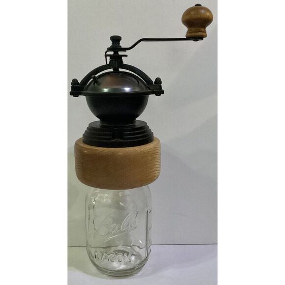 Vintage Style Canning Jar Coffee Grinder Country Farmhouse Decor Kitchen - Picture 5 of 9